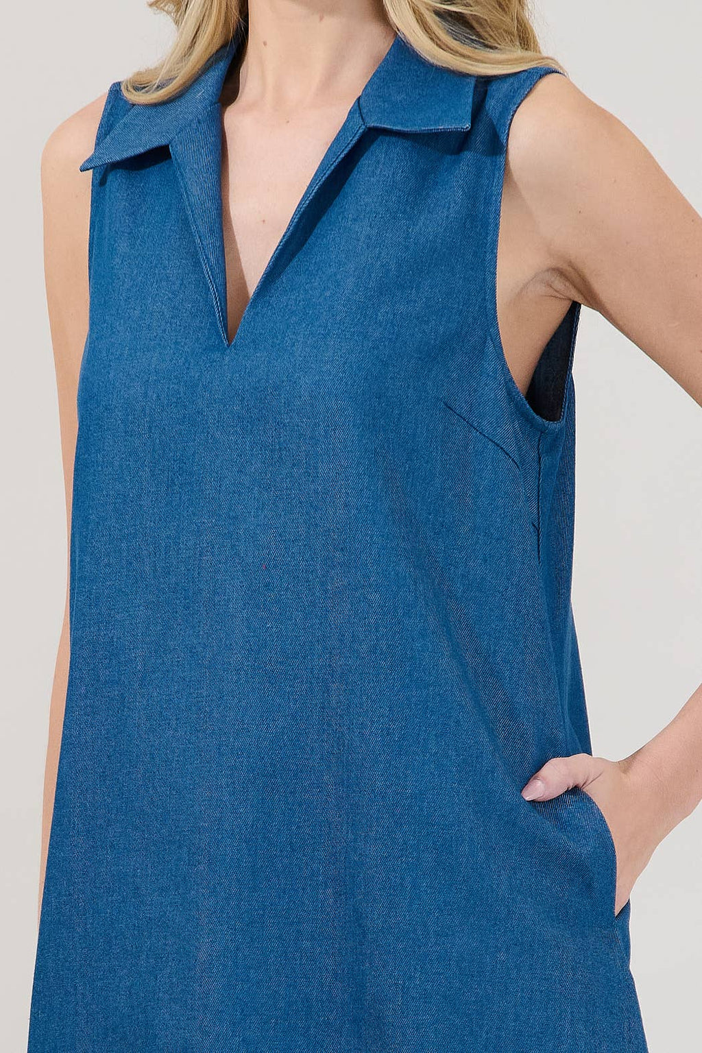 Lexya Chambray Collared Shift Dress