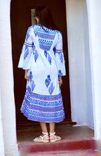 Hand-Block Printed Floral Dress
