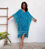 Fiona Midi Blue Teal Tie Dye Kaftan