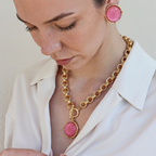 Cabochon 24K Gold Plated Pendant Necklace
