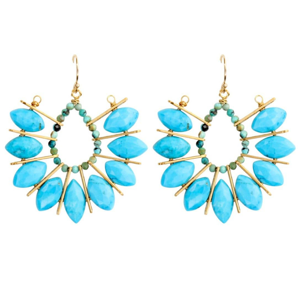 Marquis Turquoise and Jade Lime Earrings