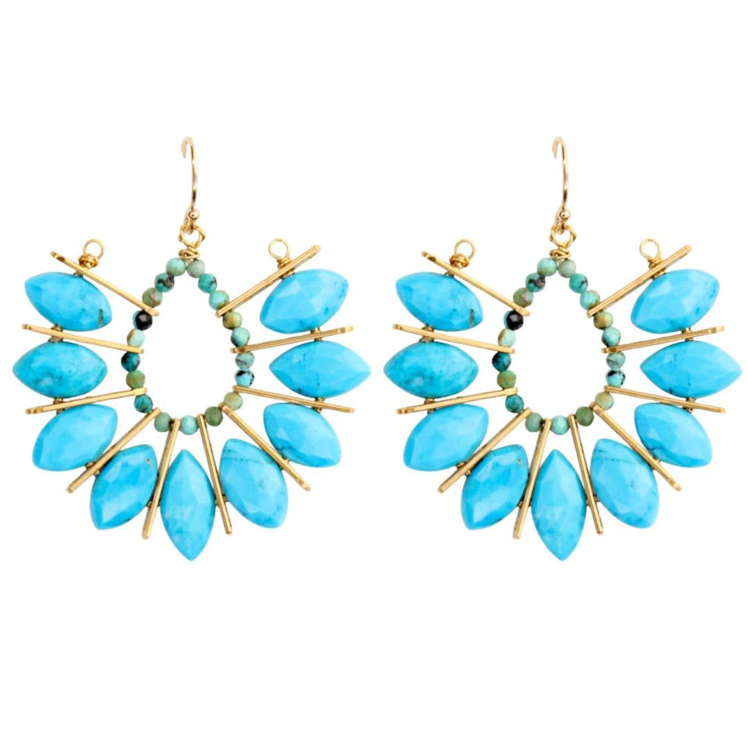 Marquis Turquoise and Jade Lime Earrings
