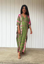 Nora Olive Green Tie Dye Kaftan