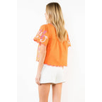 Orange Embroidery Detail Top
