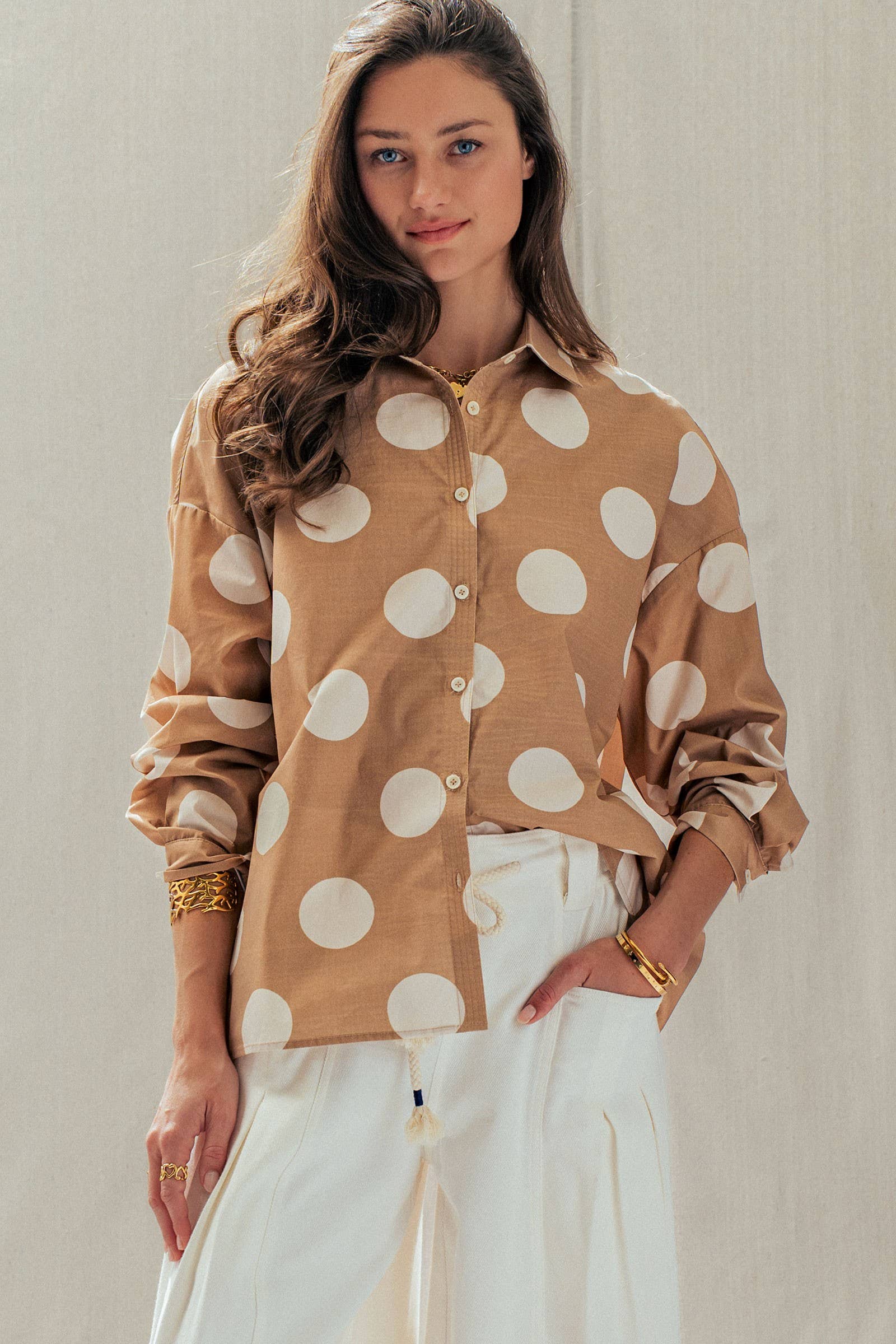 Polka Dot Button-Down Shirt