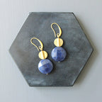 Navy Jade and Brass Earrings