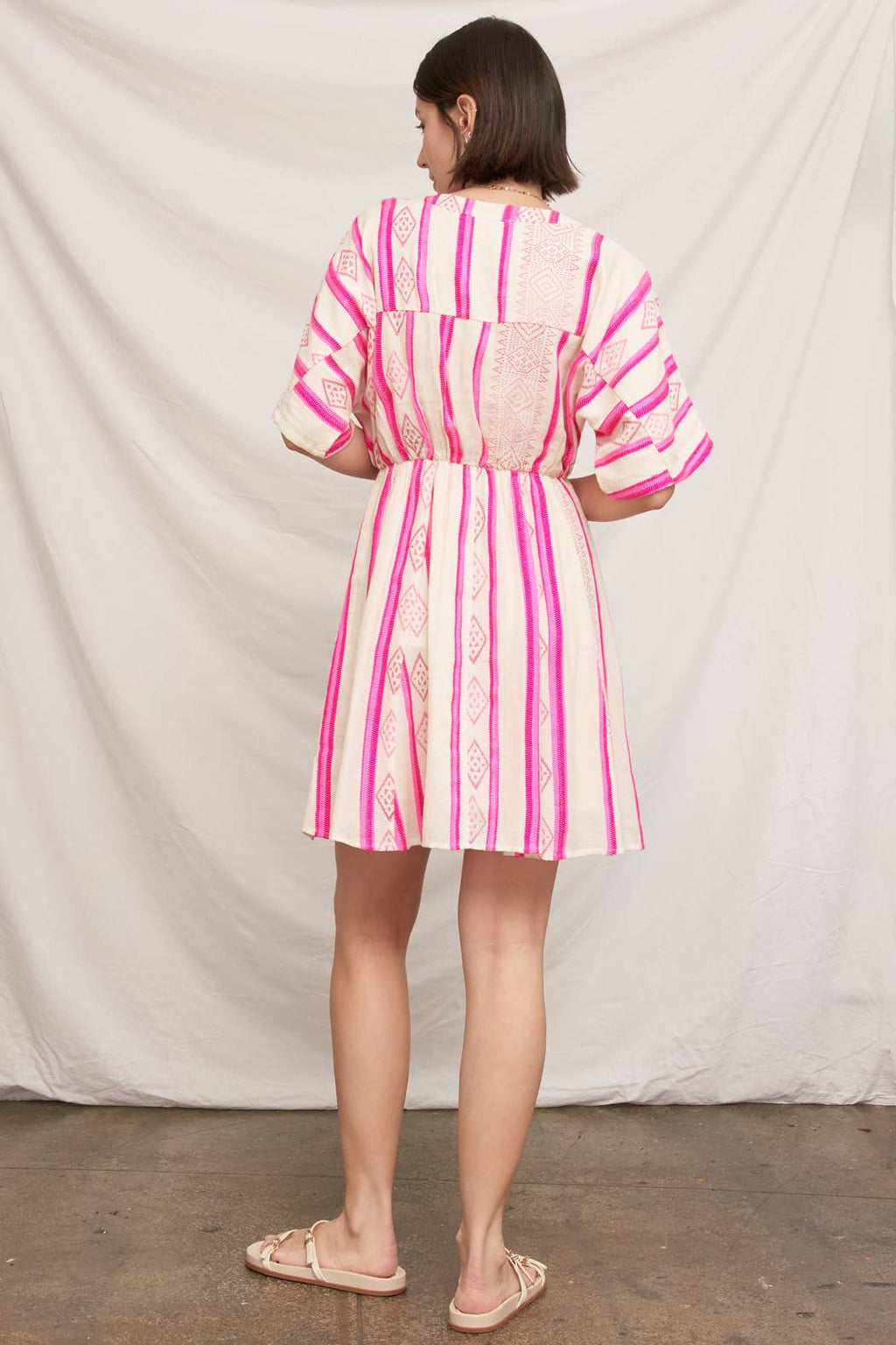 Kimono Sleeve Embroidered Mini Dress