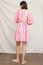 Kimono Sleeve Embroidered Mini Dress