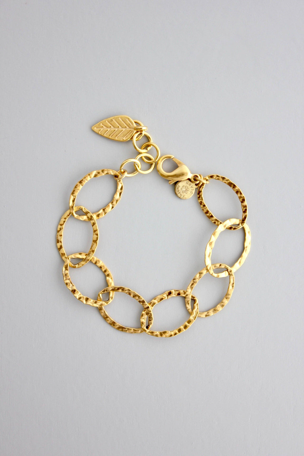 18k Matte Gold Hammered Chain Bracelet