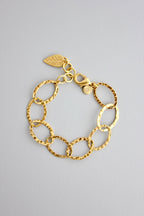 18k Matte Gold Hammered Chain Bracelet