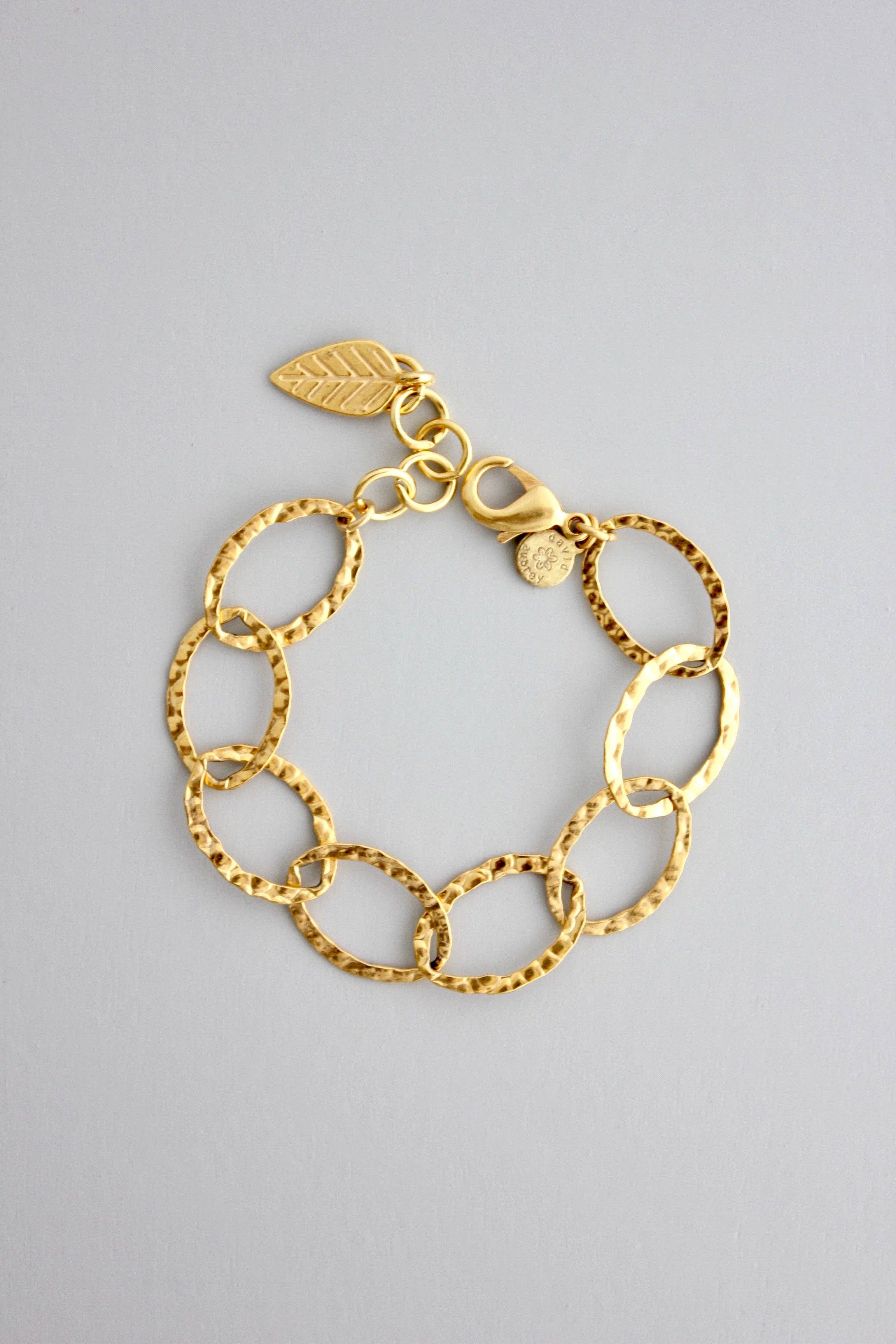 18k Matte Gold Hammered Chain Bracelet