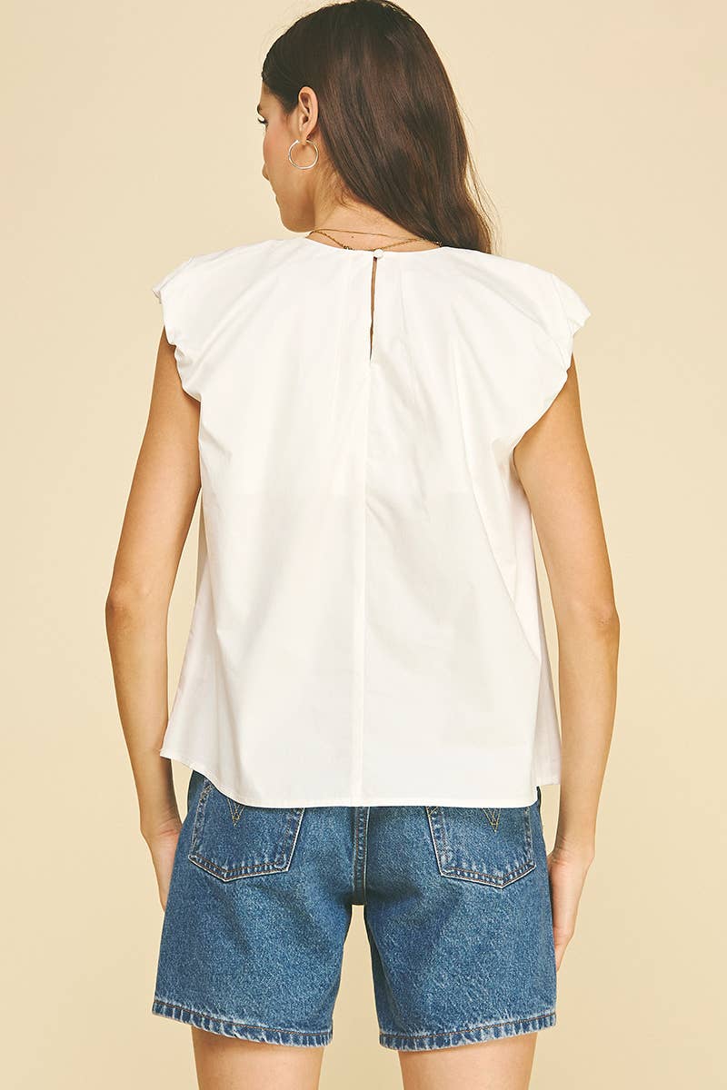 Pleated Flutter Sleeve Blouse