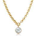 Cabochon 24K Gold Plated Mother of Pearl Necklace
