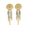 Gold Seashell Fish Dangle Earrings