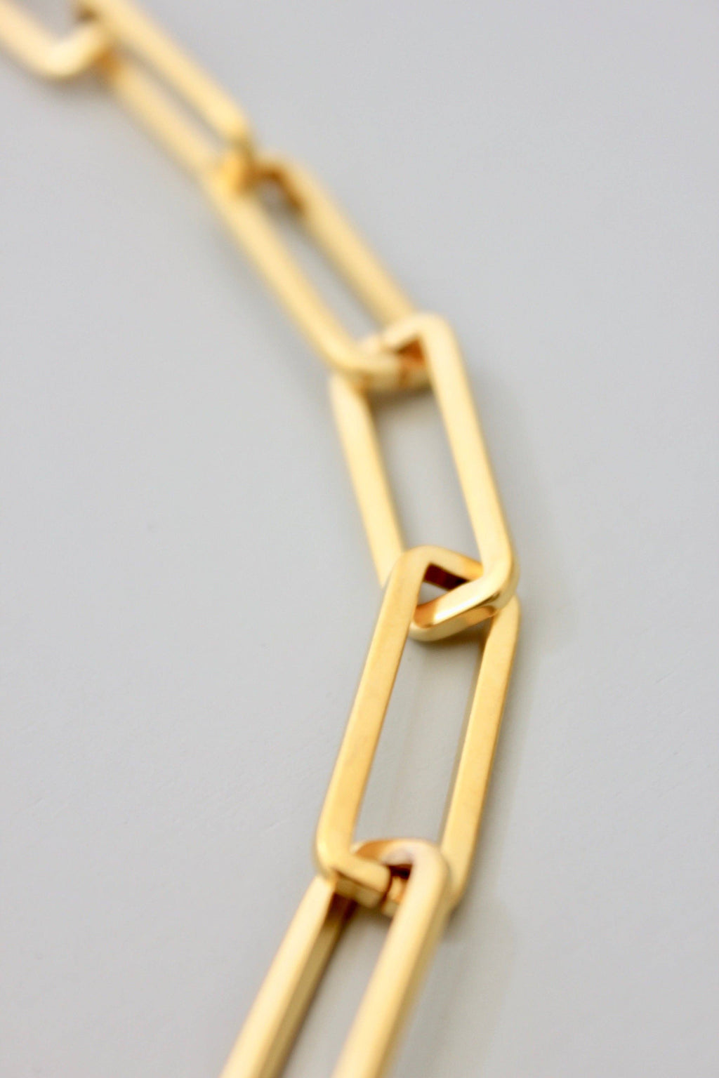 18k Matte Gold Paperclip Chain Bracelet for Women