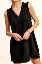 Cut Edge V-Neck Mini Dress