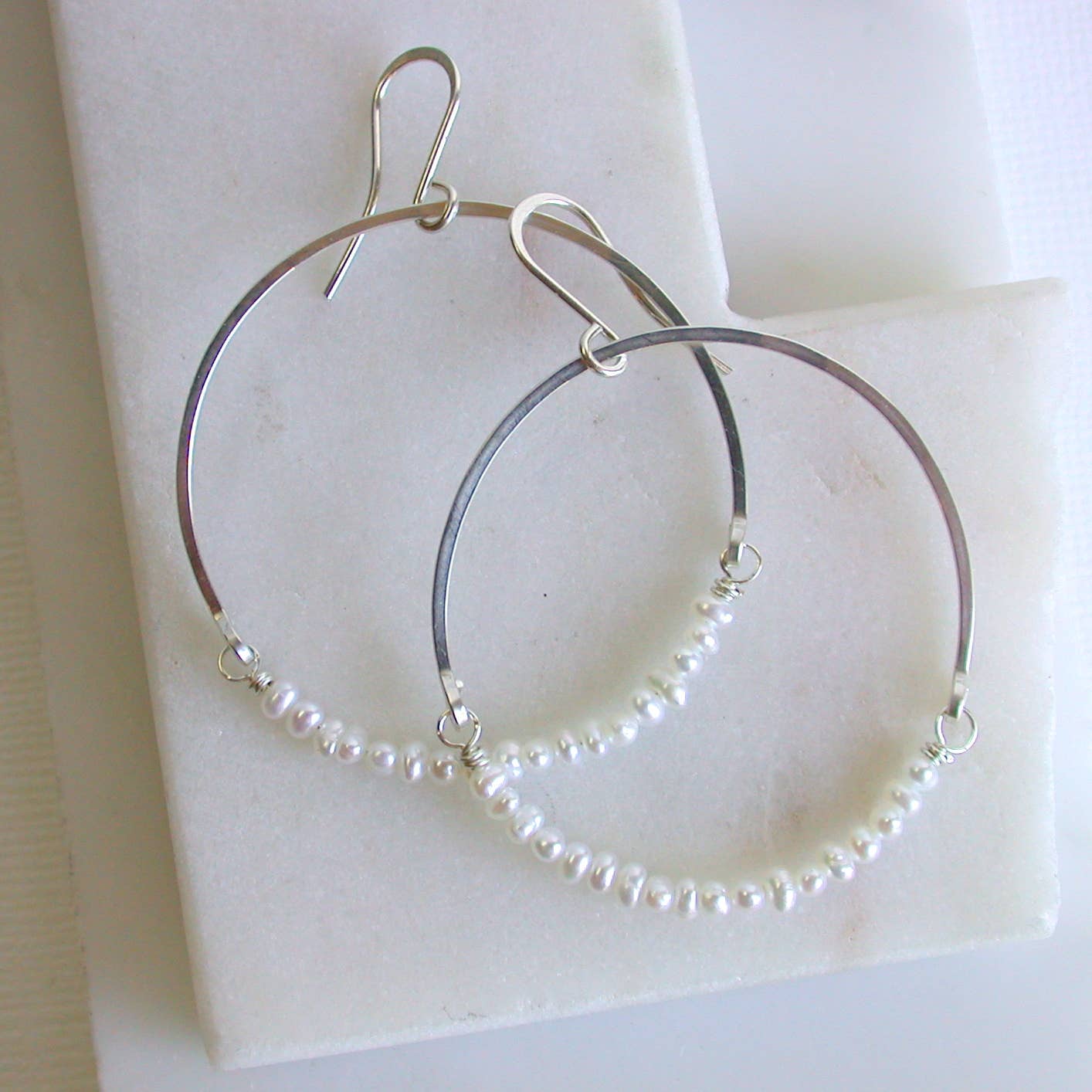 Pearl Rose Gold Hoops