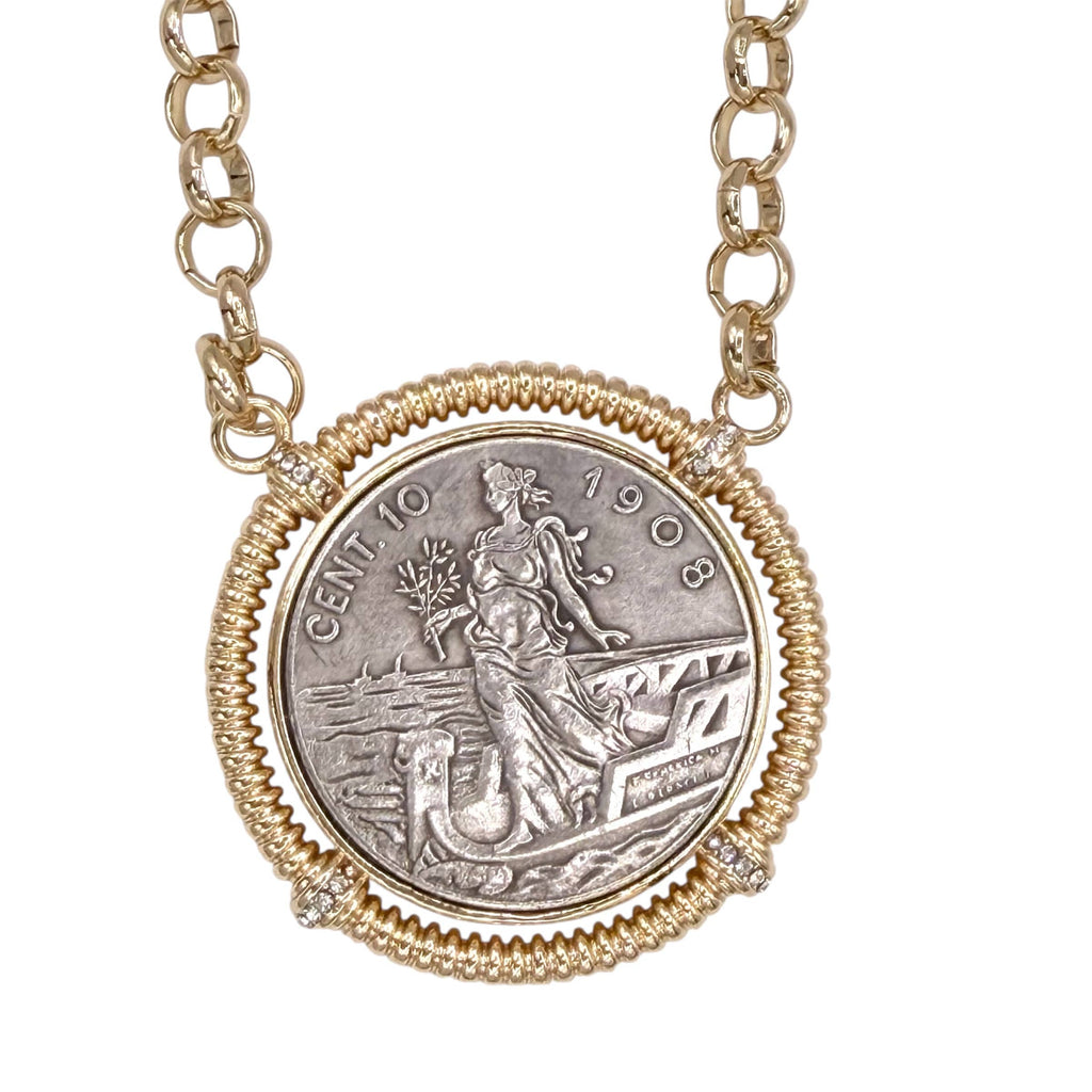 Matte Gold Italian Coin Necklace
