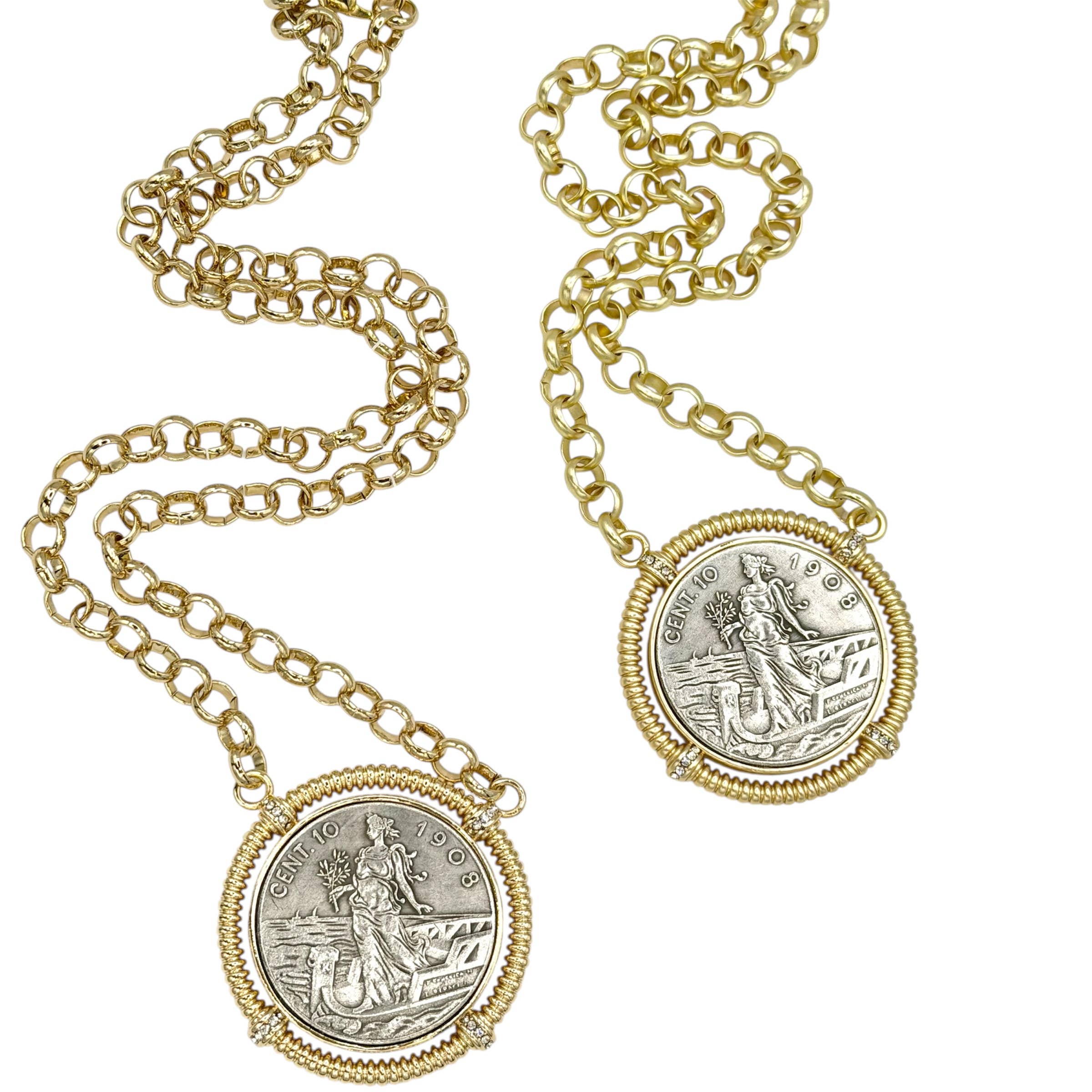Matte Gold Italian Coin Necklace