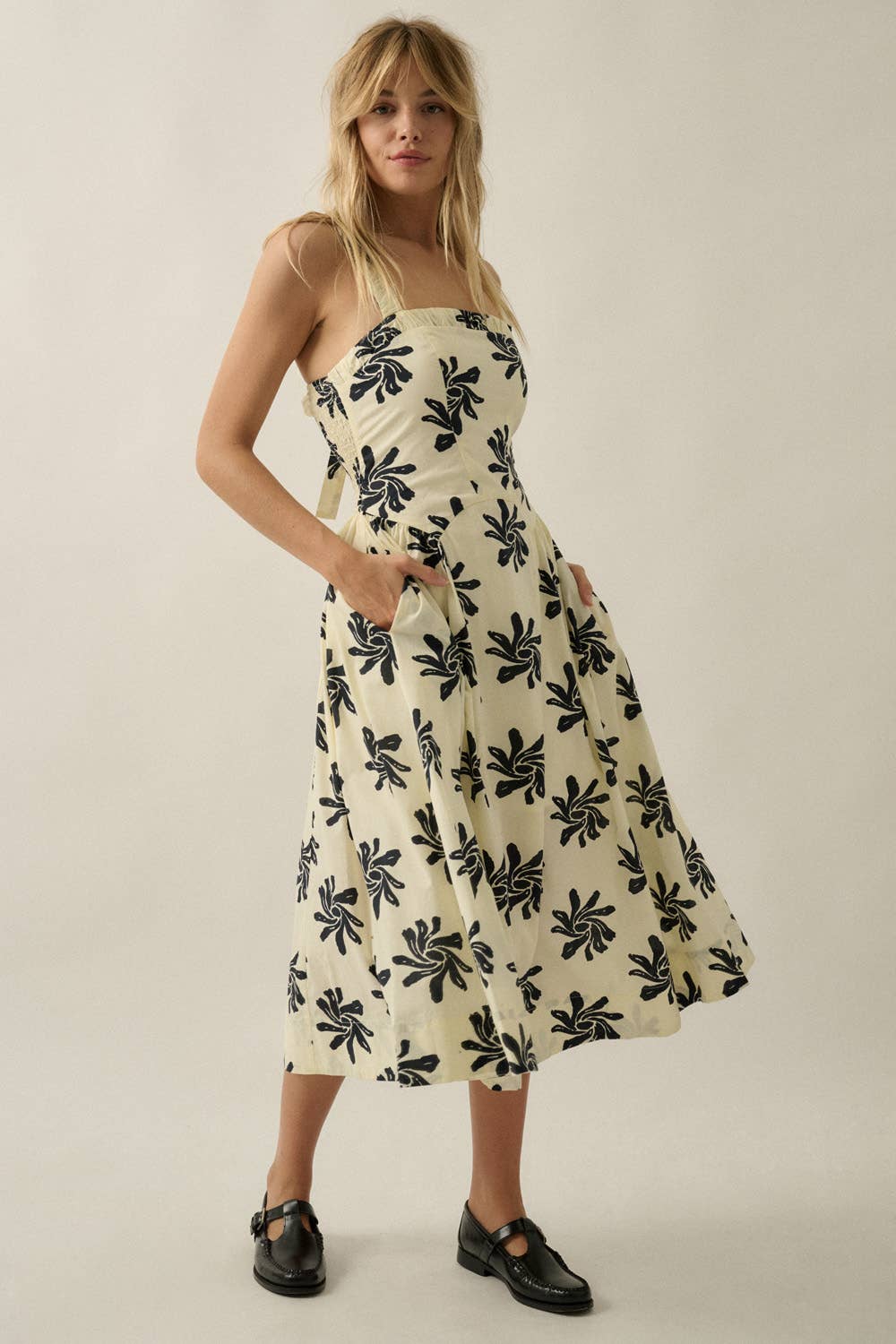 Floral Drop-Waist Midi Dress