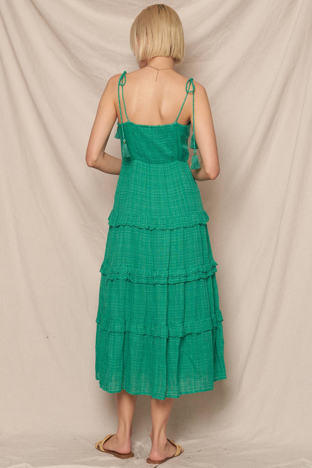 Green Embroidered Midi Dress