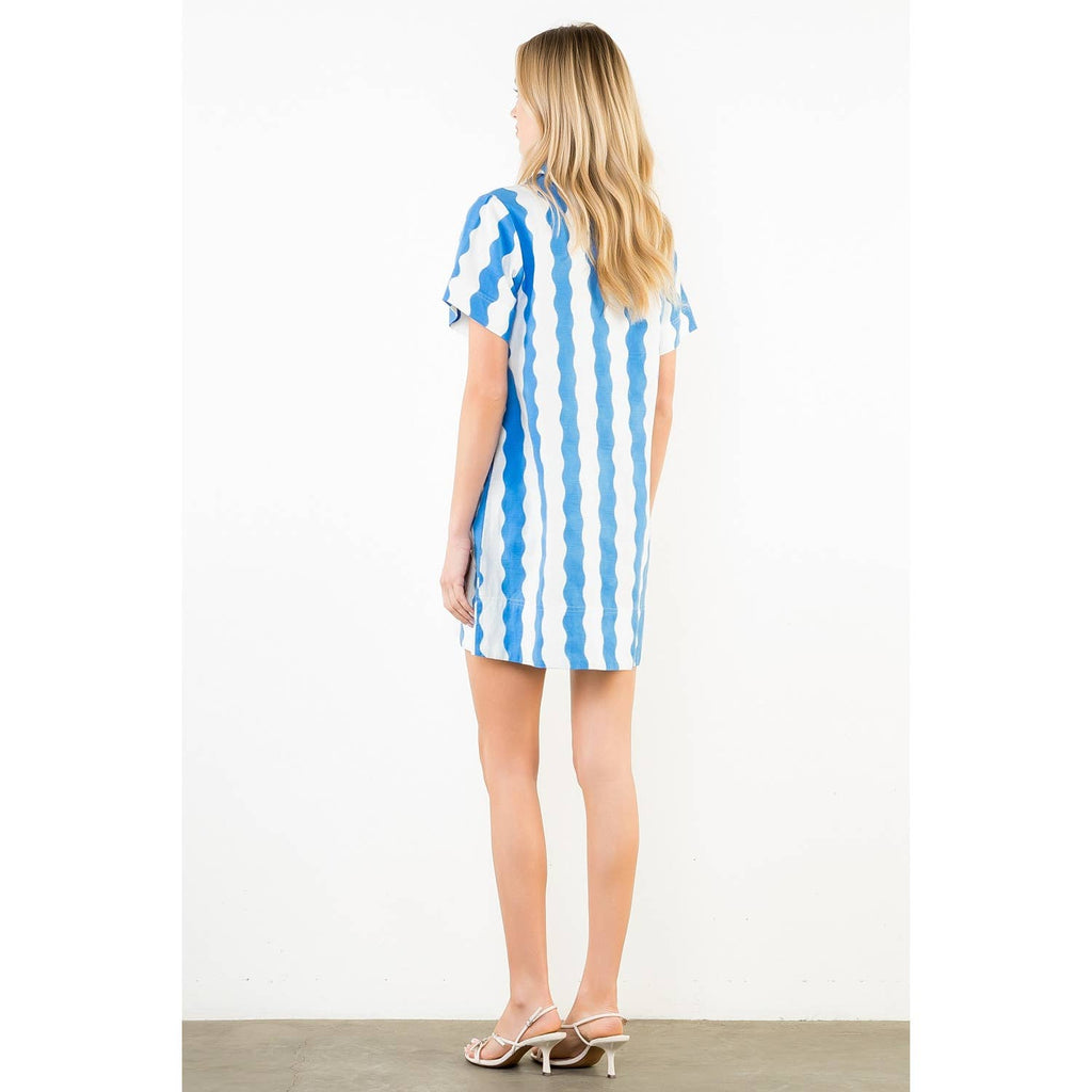 Short Sleeve Wave Pattern Dress