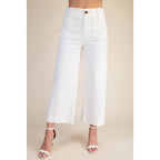 White Cropped Wide-Leg Pants