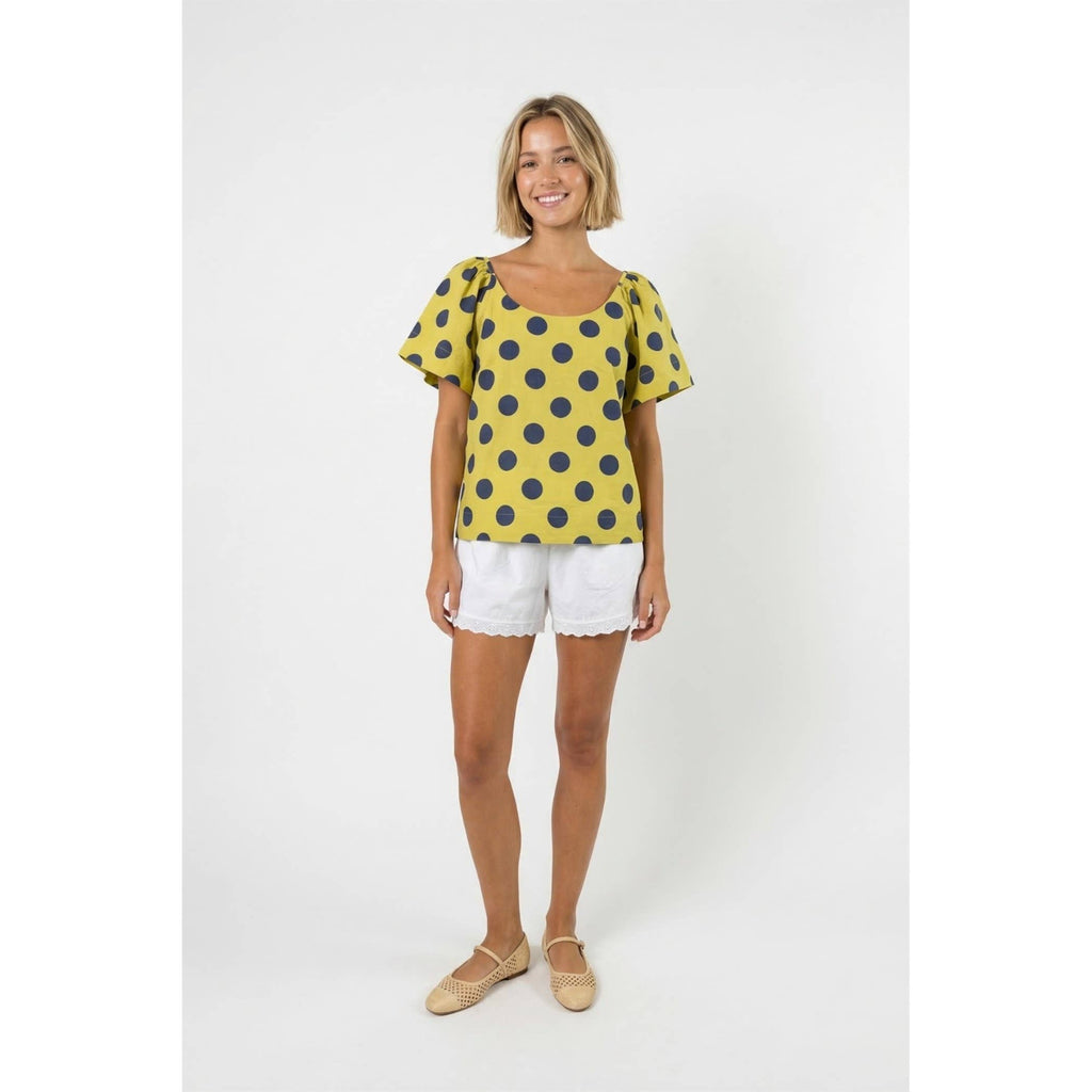 Flutter Sleeve Polka Dot Top