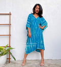 Fiona Midi Blue Teal Tie Dye Kaftan