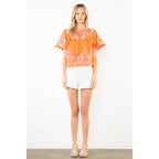 Orange Embroidery Detail Top