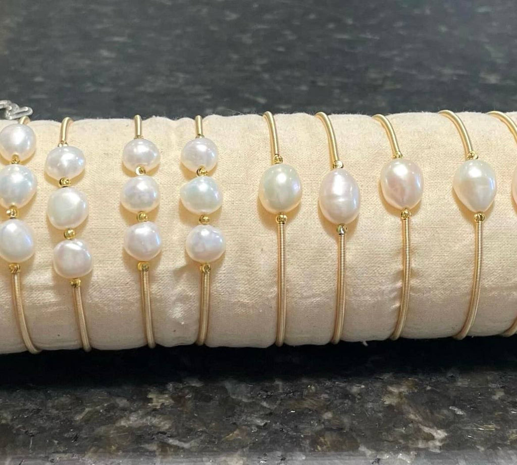Freshwater Pearl & Copper Bangles
