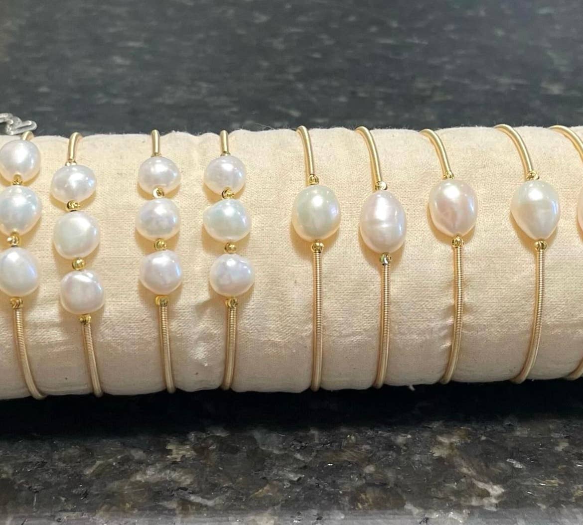 Freshwater Pearl & Copper Bangles