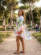 Tropical Ruffle Bell Sleeve Top