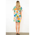 Tropical Patterned Short Sleeve Dress