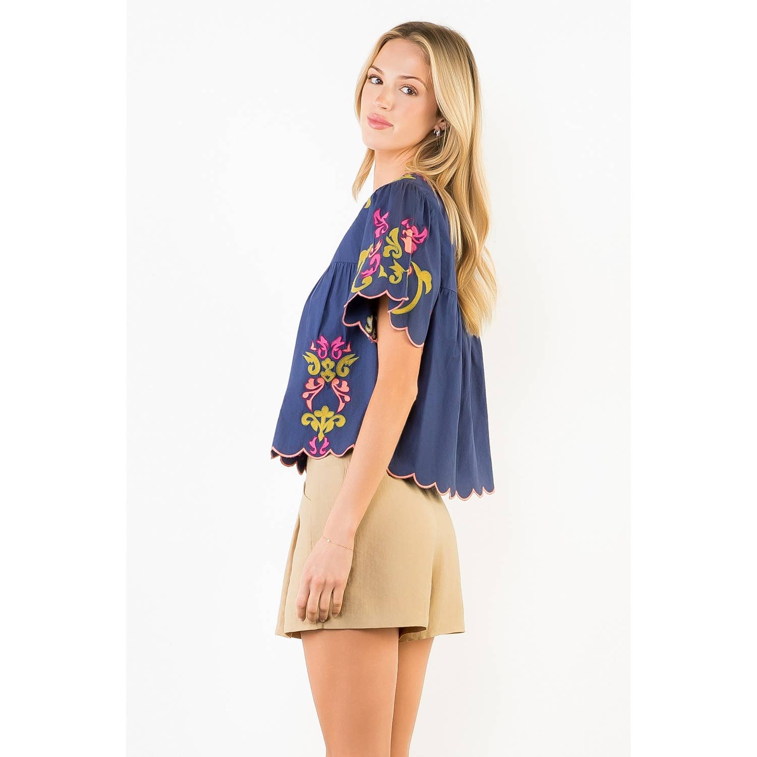 Orange Embroidery Detail Top