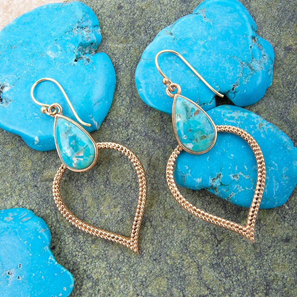 Turquoise and Gold Bedouin Drop Earrings