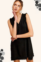 Cut Edge V-Neck Mini Dress