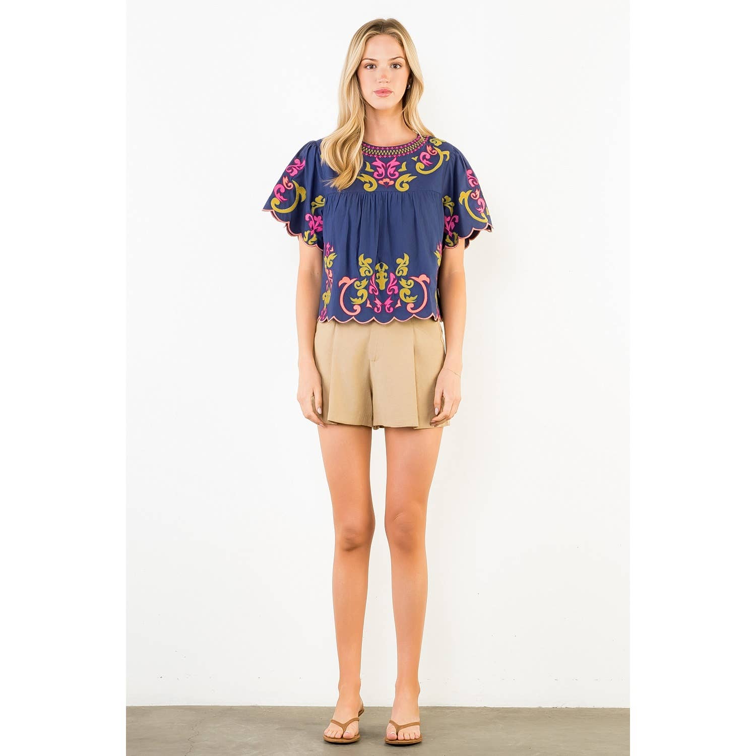 Orange Embroidery Detail Top