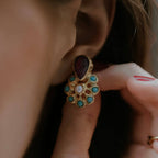 Ruby and Turquoise Pearl Earrings