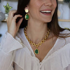 Vivid Gem 24K Gold Plated Link Necklace