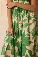 Hibiscus Smocked Maxi Dress - Fern