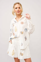 Seashell Linen Embroidered Shirt