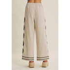 Seashell Embroidered Wide Leg Pants