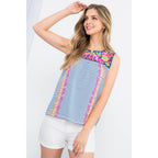 Colorful Striped Embroidered Top