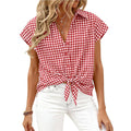 Checkered Button-Down Tie Shirt