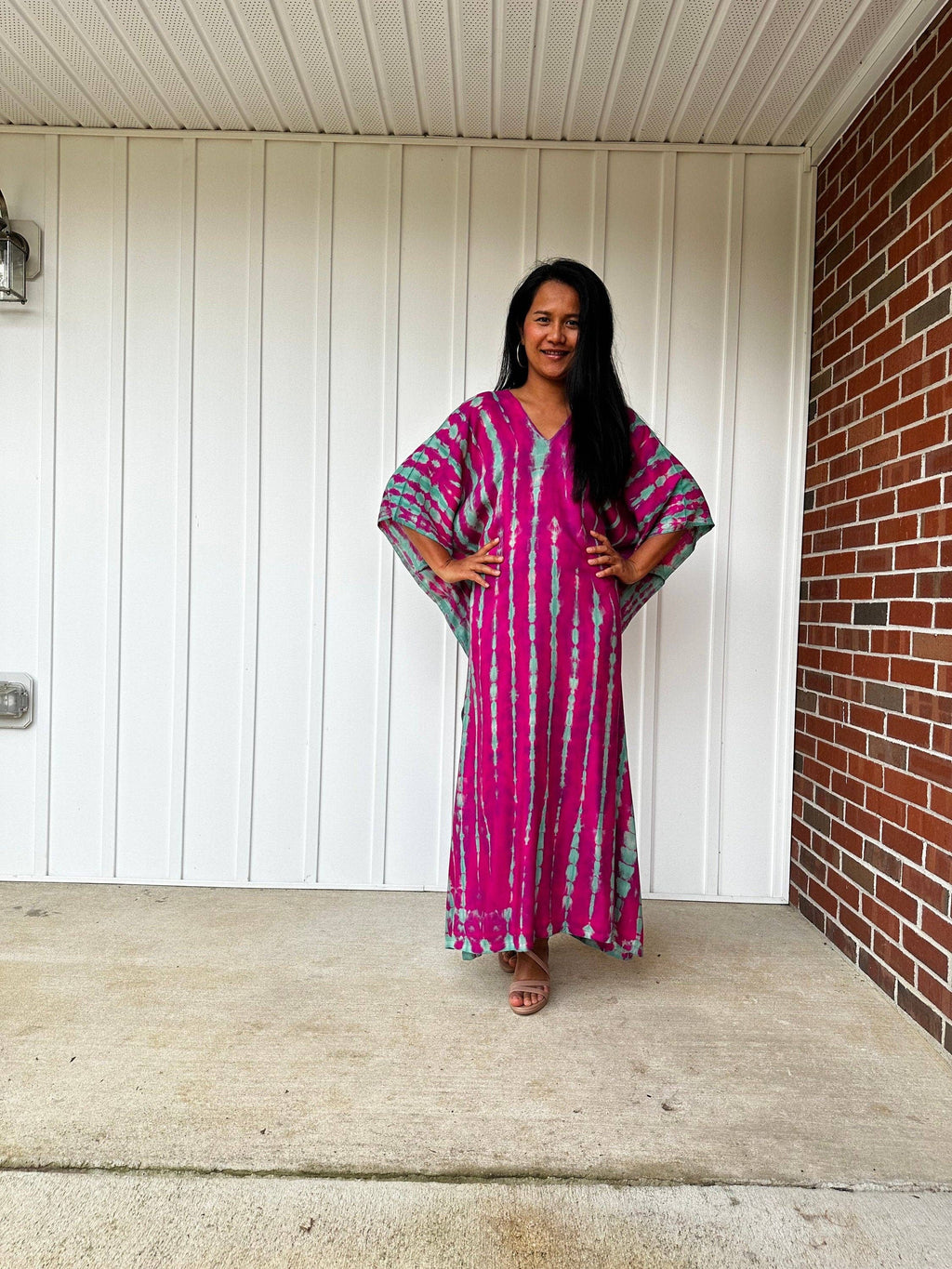 Nora Raspberry Tie Dye Kaftan