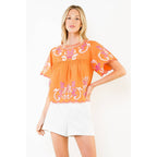 Orange Embroidery Detail Top