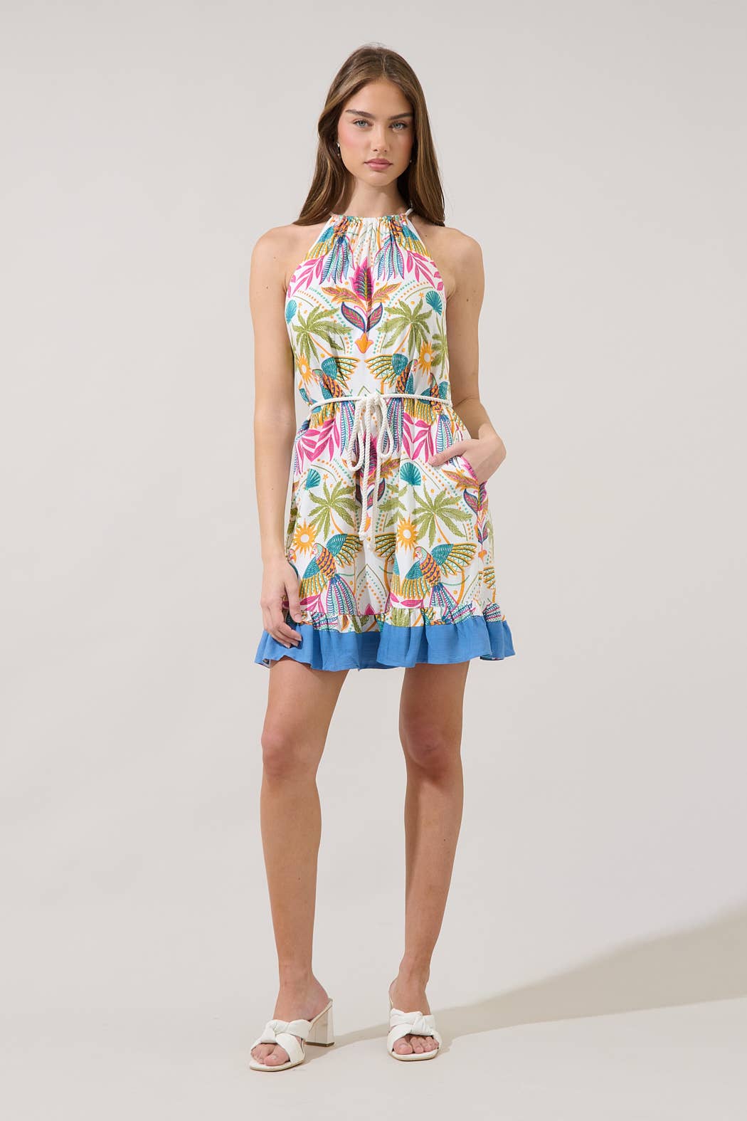 Malena Halter Ruffle Dress