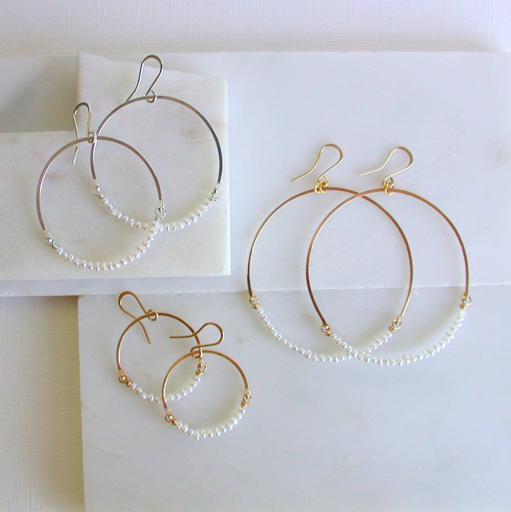 Pearl Rose Gold Hoops