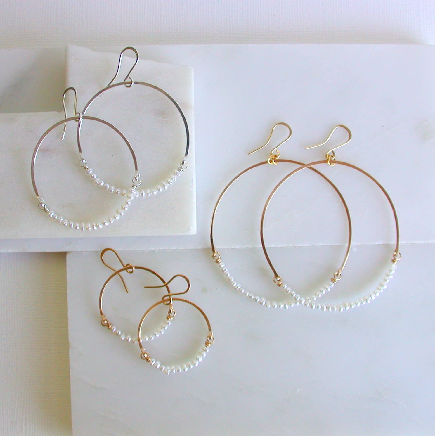 Pearl Rose Gold Hoops